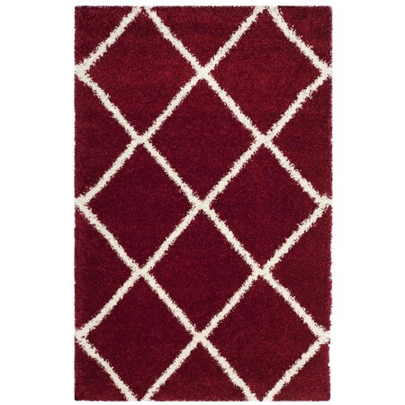 Flowers First 4 x 6 ft. Hudson Shag Power Loomed Rug, Red & Ivory - Small Rectangle FL1868176